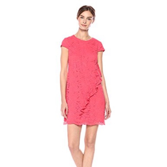 Vince Camuto Women's Lace Ruffle Shift Dress - Picture 2 of 6